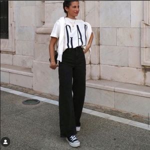 Zara Super Wide Leg Full Length Jeans Black